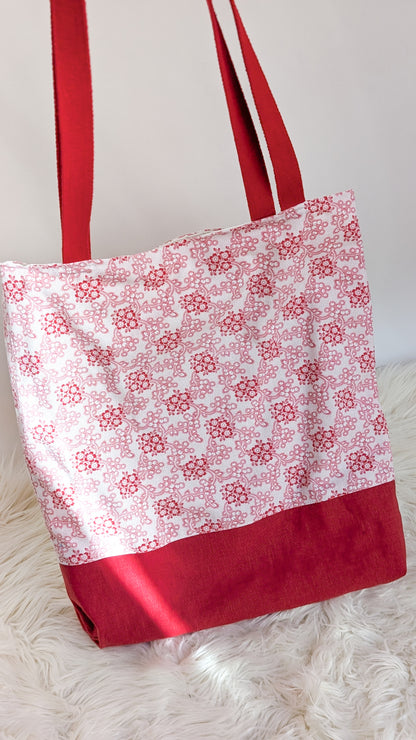 Upcycling Einkaufsbeutel Winterbeeren Einkaufstasche "Omi's Tischdecke"