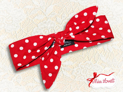 MAE_28 Rockabilly Haarband zum Wenden 2-in-1 Big Polkadots ROT