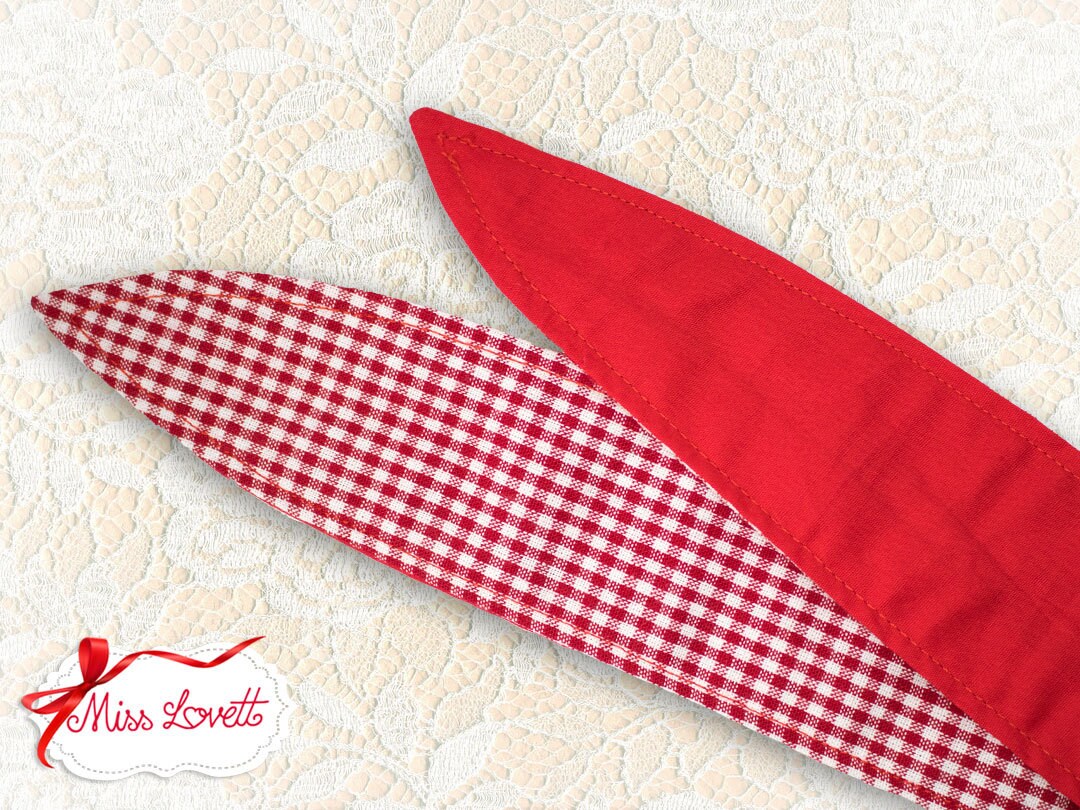 MAE_08 Rockabilly Haarband zum Wenden Vichy Karo ROT/WEISS