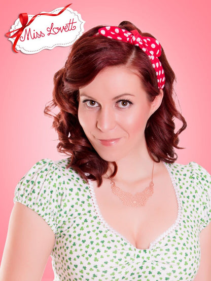 MAE_28 Rockabilly Haarband zum Wenden 2-in-1 Big Polkadots ROT