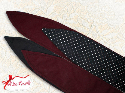 MAE Rockabilly Haarband zum Wenden BORDEAUX Polkadots