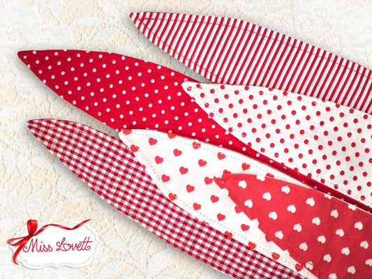 MAE Rockabilly Haarband zum Wenden ROT Polkadots Streifen Karo