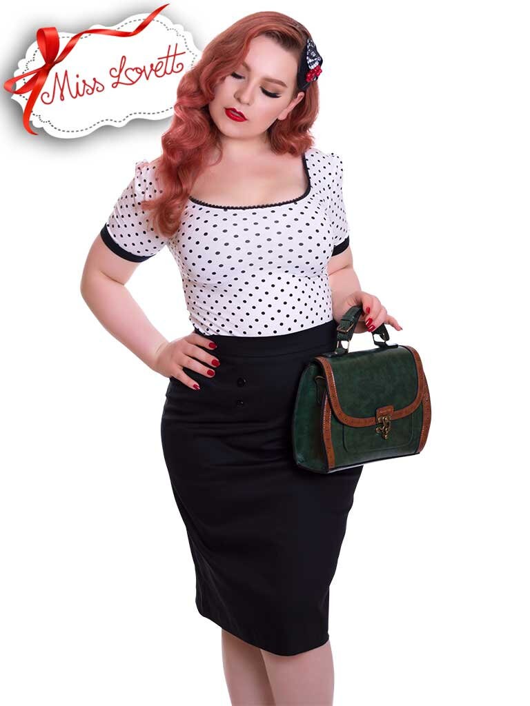 SALE | RITA_01 Rockabilly Bleistiftrock Taillenrock - SCHWARZ