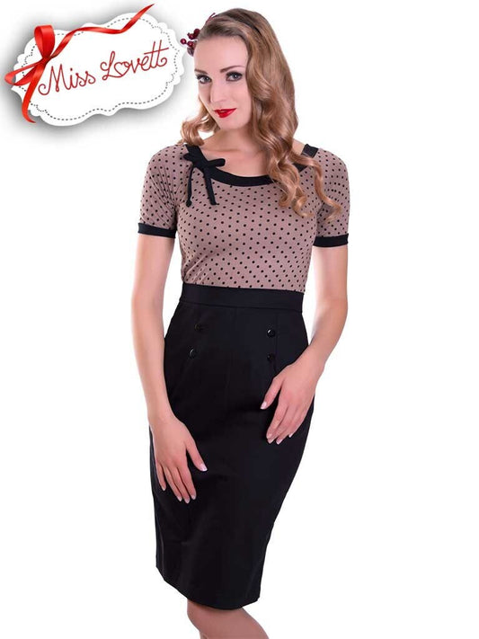 SALE | RITA_01 Rockabilly Bleistiftrock Taillenrock - SCHWARZ