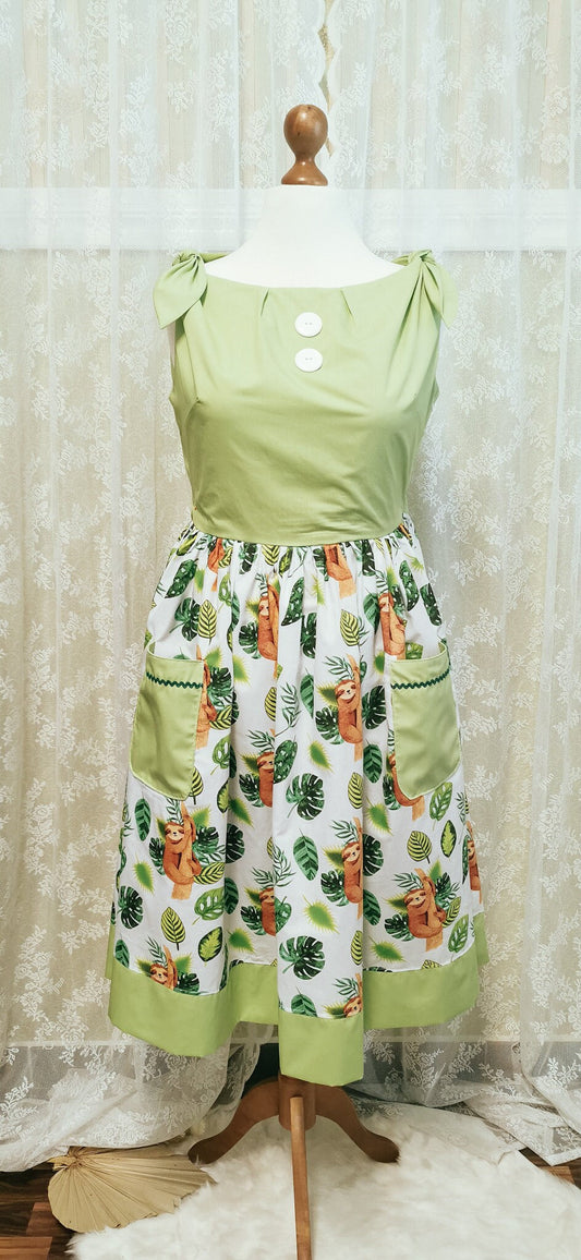 MAISIE_15 50s Swing Kleid FAULTIER Grün mit Taschen | 2XL