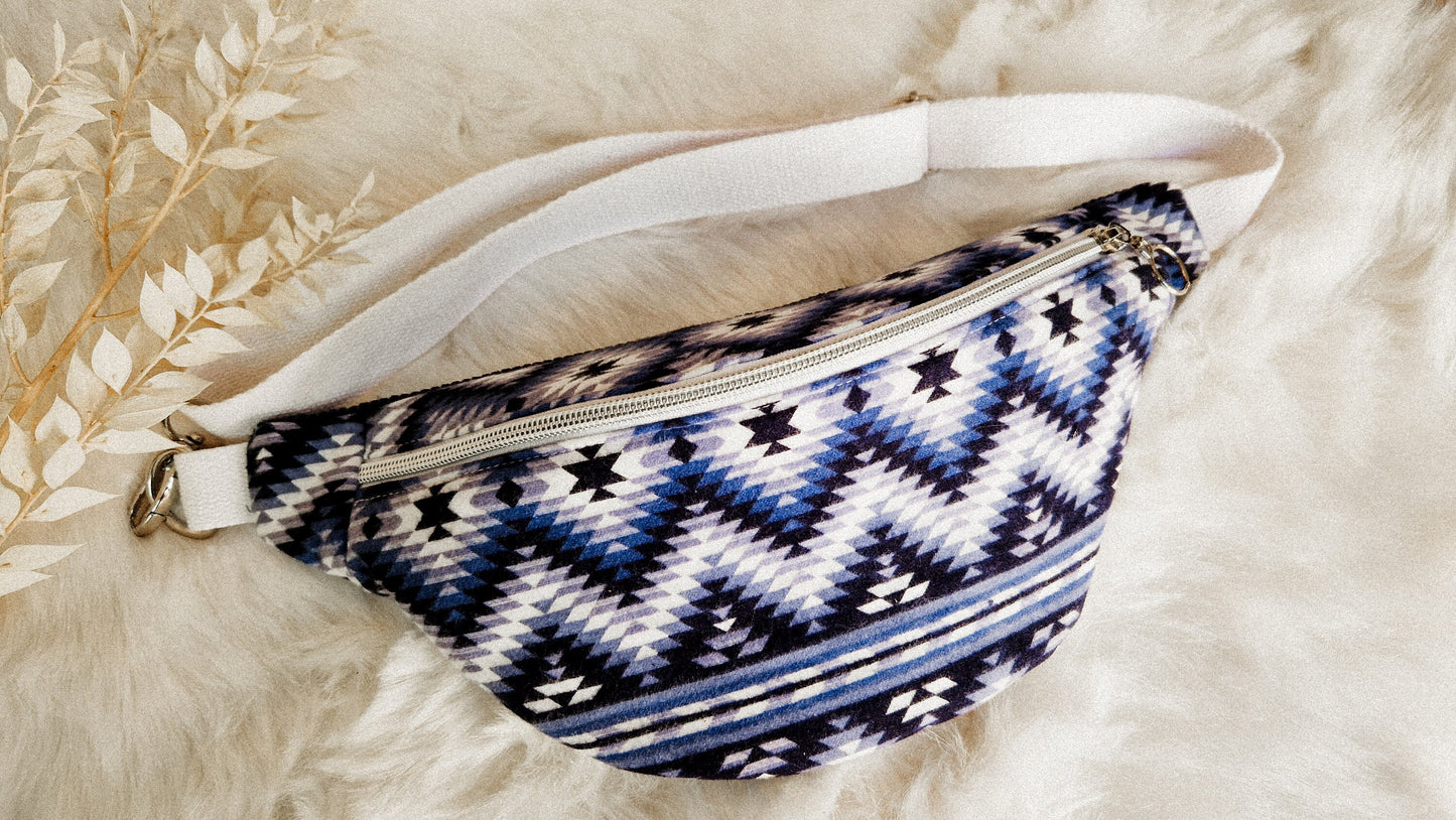 Blue Geometrical Print Hipbag Fanny Pack Crossbody Bag Aztec Boho